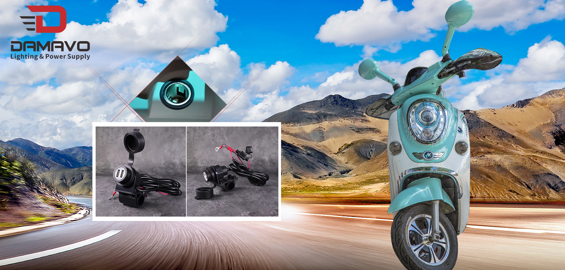 Motorbike, Electro mobile Car USB, car USB adapter, motorcycle carregador USB - DAMAVO