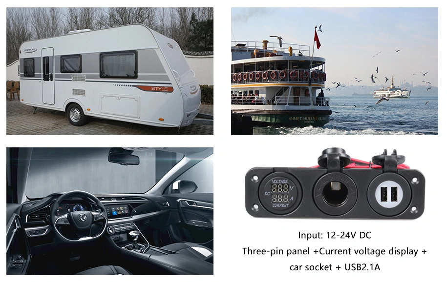 high-quality 12v caravan socket, waterproof 12v plug and socket, voltmeter 24v