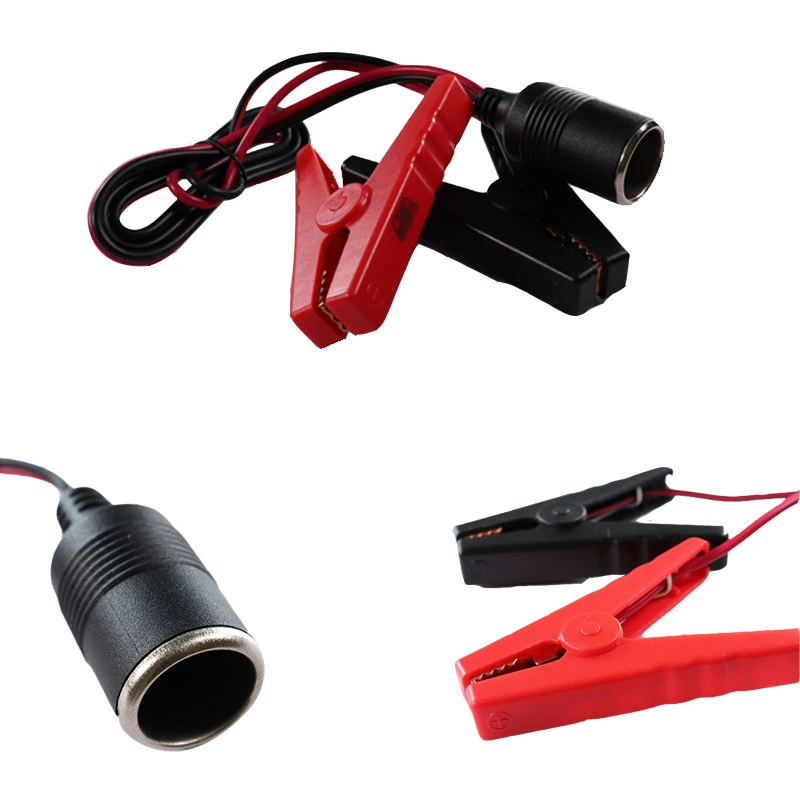 DAMAVO cigarette lighter socket to battery clips,car charger cord,cigarette lighter to alligator clips