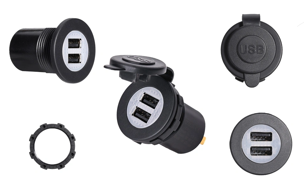 IATF16949 ที่ชาร์จคู่ในรถยนต์, ช่องเสียบ USB กับที่จุดบุหรี่, ช่องเสียบที่ชาร์จมือถือในรถยนต์