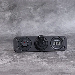 12 volt adapter socket, car voltmeter gauge, car phone charger usb