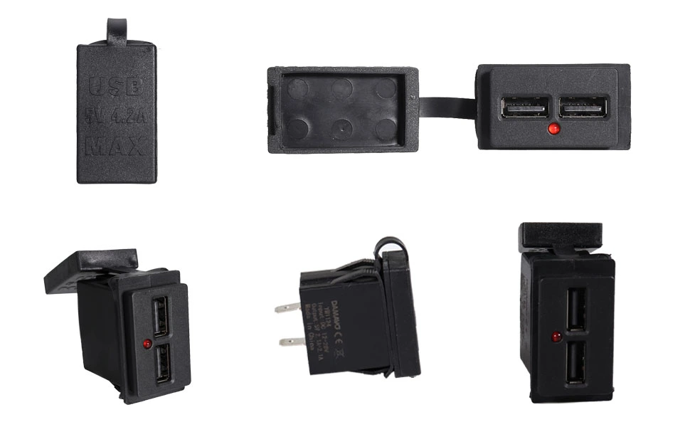 DAMAVO การติดตั้ง USB, อะแดปเตอร์ USB สำหรับรถยนต์, เต้ารับ 12v ในรถยนต์