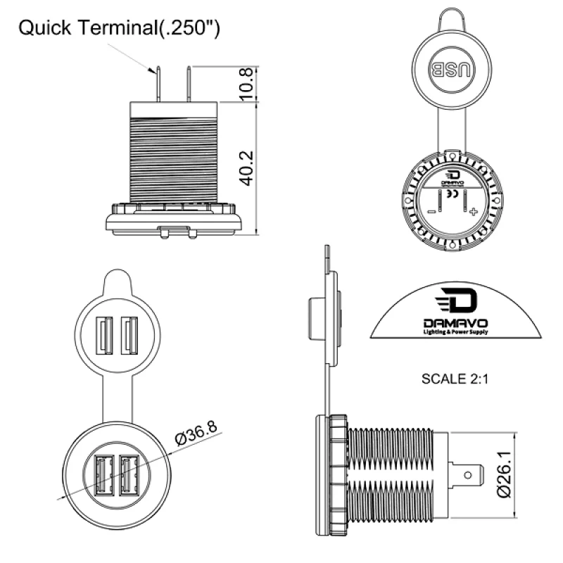 USB charger outlet, USB adapter auto, lighter charger USB manufacturer