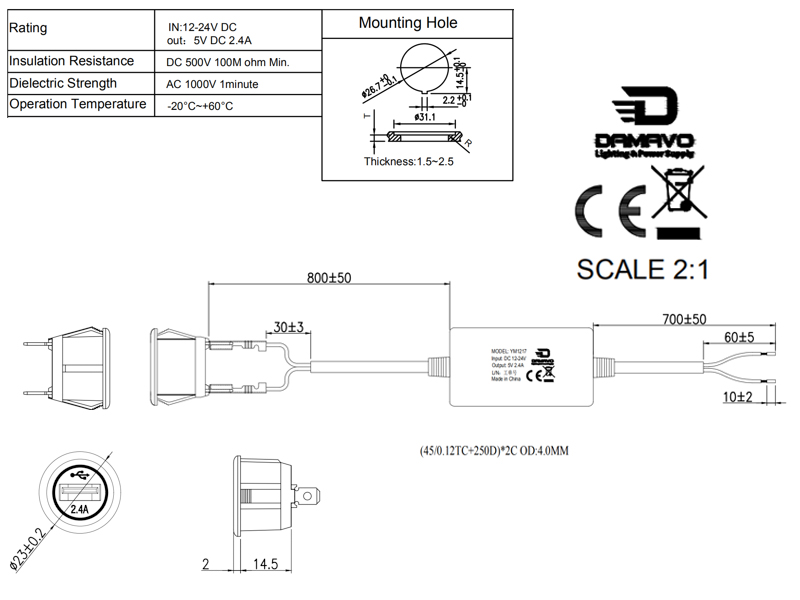 Quality 12v usb socket surface mount,usb socket flush mount,usb panel flush mount cable