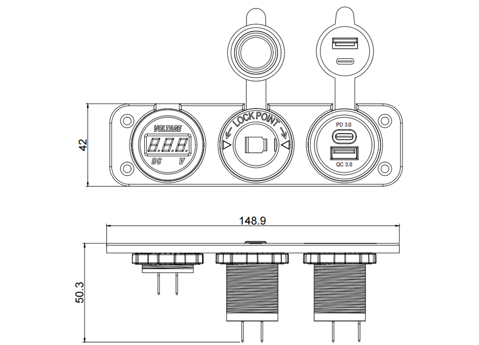 car charger with type C port, C charger, voltmeters-DAMAVO