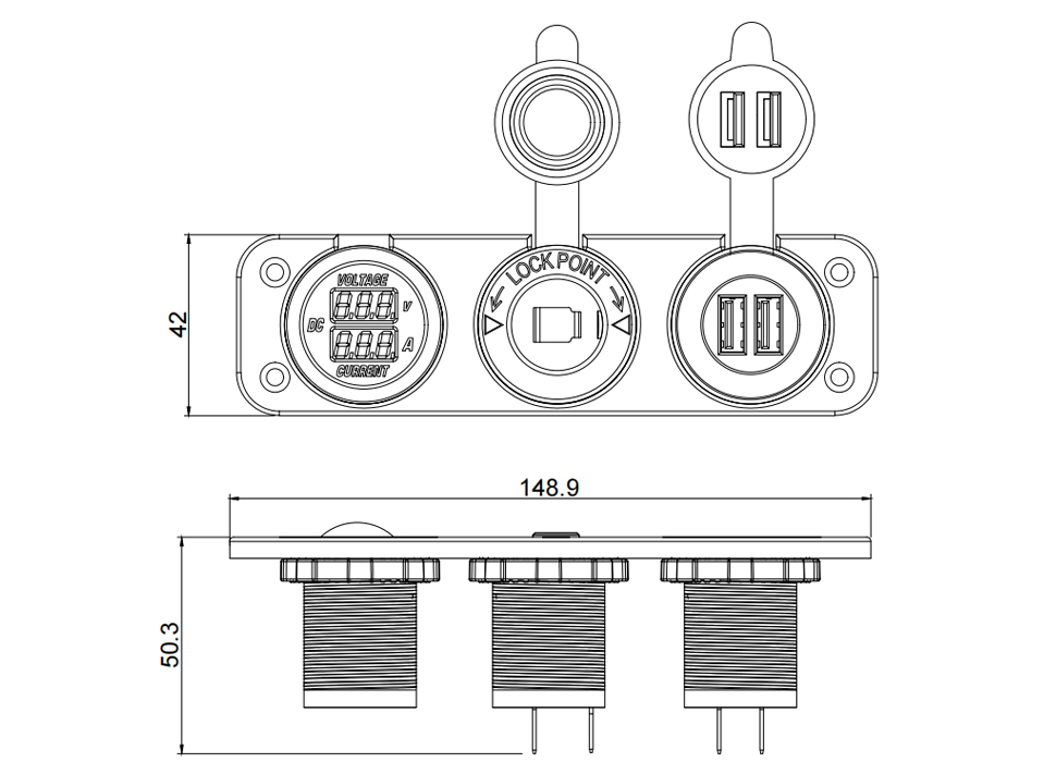 12v caravan socket, waterproof 12v plug and socket, voltmeter 24v factory