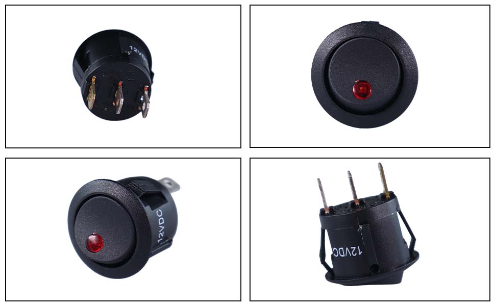 DAMAVO lighted 12V switch, rocker switch housing mount, 12 volt gang switch