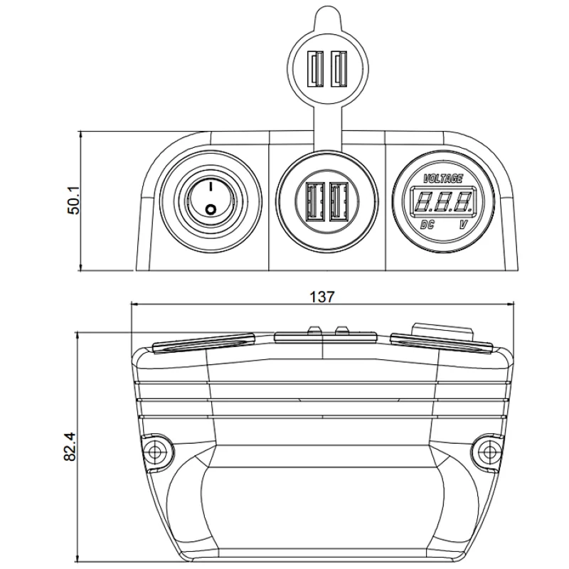 IATF16949 12v usb socket flush mount, 12v usb socket with switch, auto voltmeter