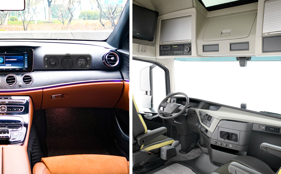 12 volt adapter socket, car voltmeter gauge, accessory power outlet in car applications
