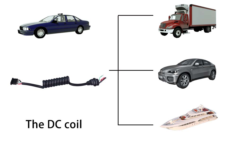high quality wire harness assembly, 4 core spiral cable, black coiled extension cord