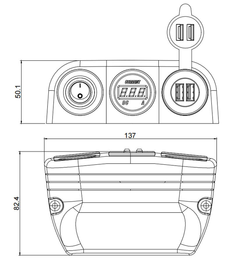 DC switch panel, double car charger port, front power outlet in car factory