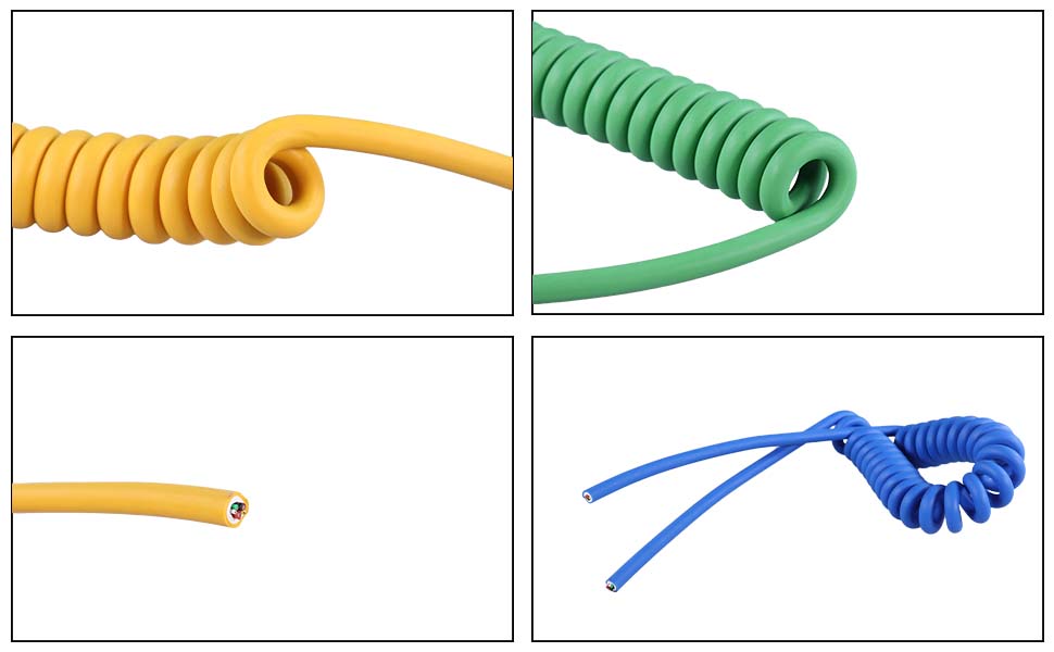 DAMAVO coiled cat 5 cable, curly cable extension lead, curly telephone wire