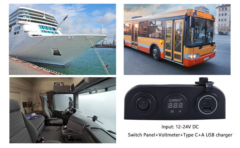 custom marine switch panel, mini USB C charger, 12V USB C adapter from DAMAVO
