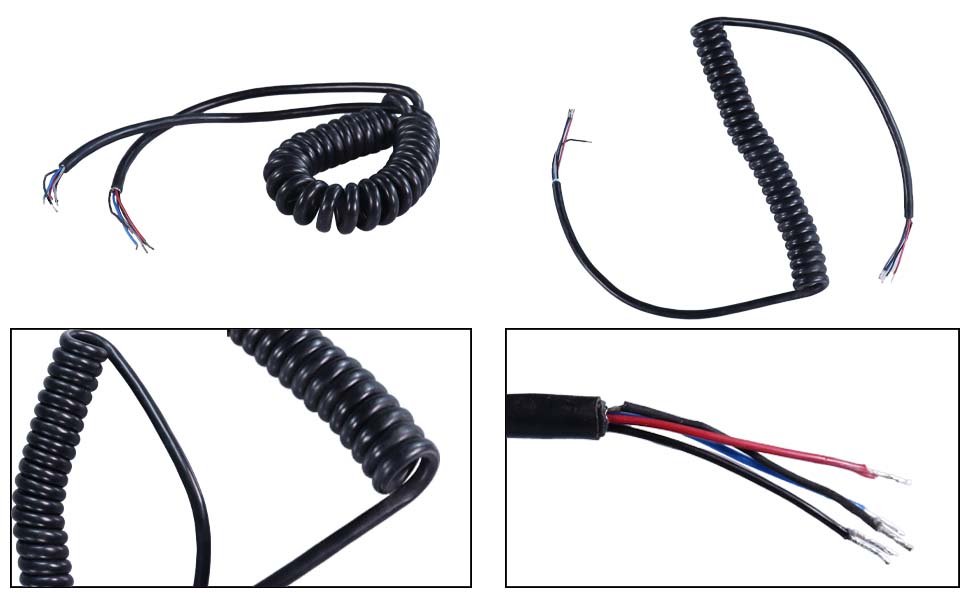 DAMAVO coiled extension lead, curly cord cable, spiral power cable