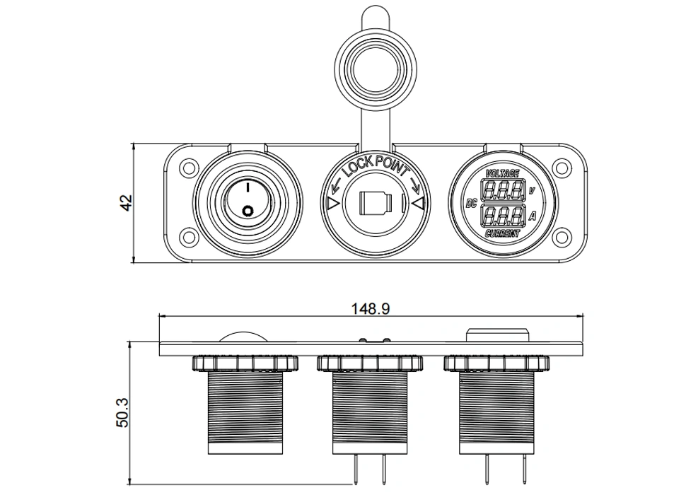 panel voltmeter, usb female panel mount, 12v outlet panel from DAMAVO