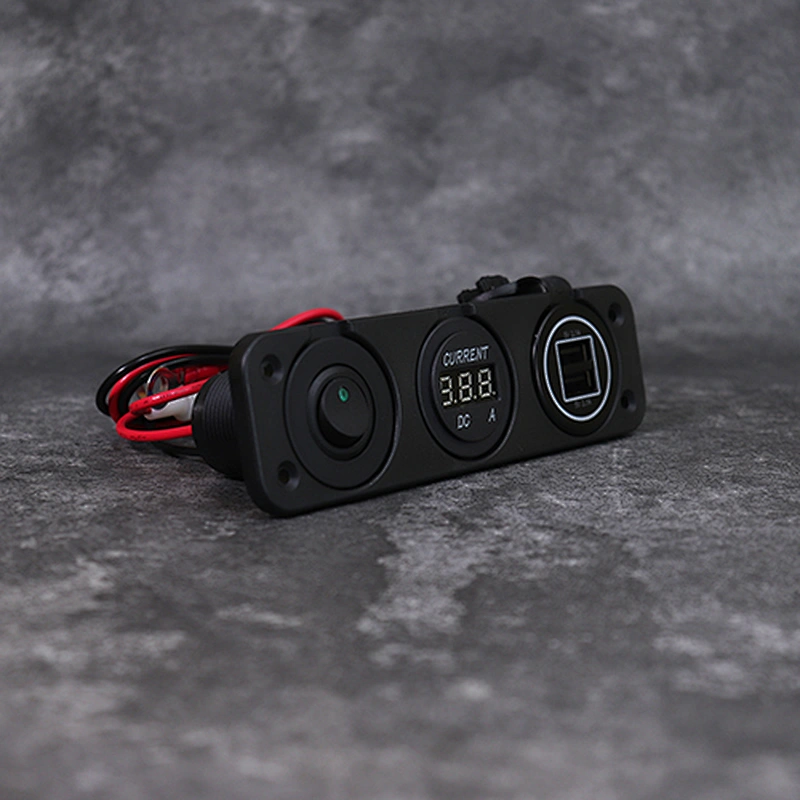 Volt ammeter RV dual port USB charging outlet auto electrical switch