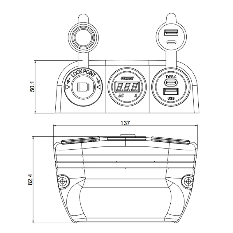 12 volt USB charging port, 12 volt USB C outlet, 18 watt car charger facetory