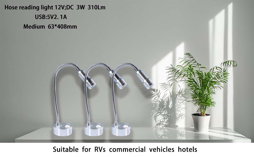 12V wall light, 12V LED reading light with USB, RV reading light with USB for sale