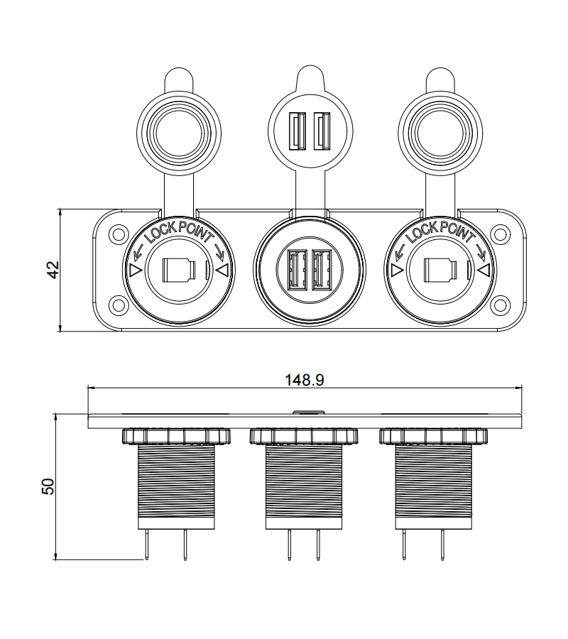 USB panel mount, 12v plug car adapter, car 24v socket factory