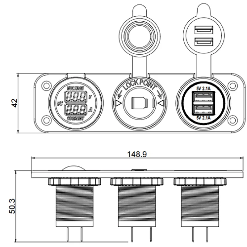 vehicle USB charger，socket 24V, voltmeter and ammeter price
