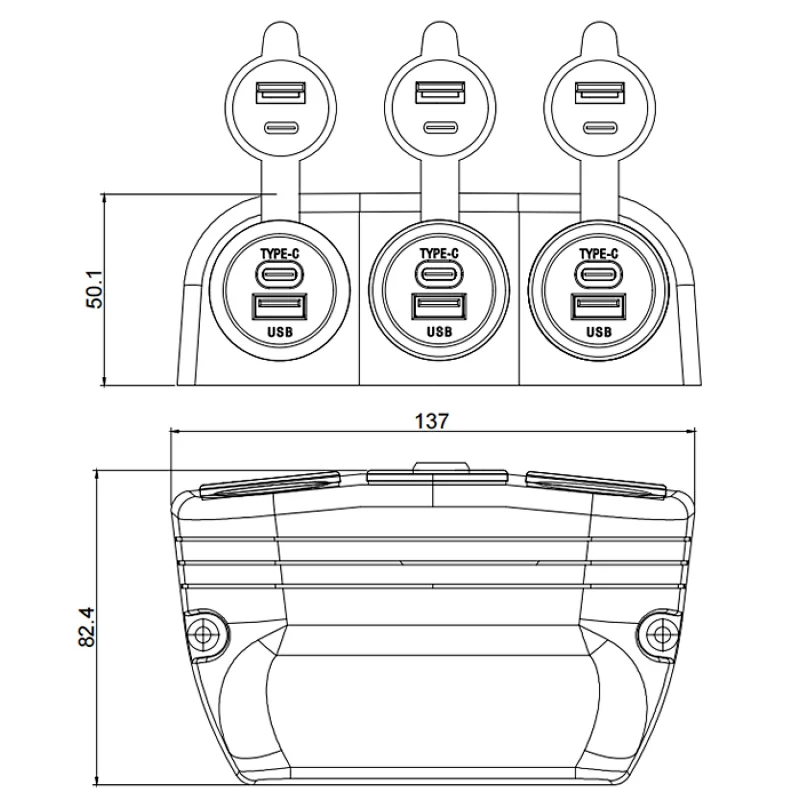 high-quality flush mount 12V USB port, USB car charger factory, 5V 5A mobile charger