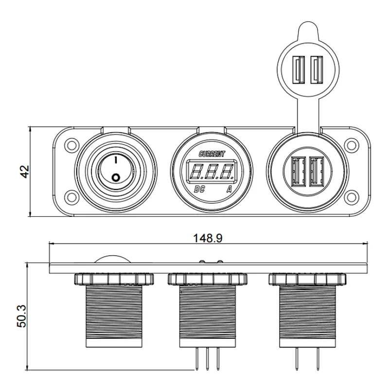 RV switch panel, USB charger with voltage display, best 12V USB car charger manufacturer