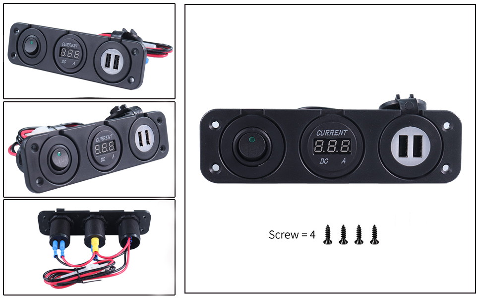RV switch panel, USB charger with voltage display, best 12V USB car charger manufacturer