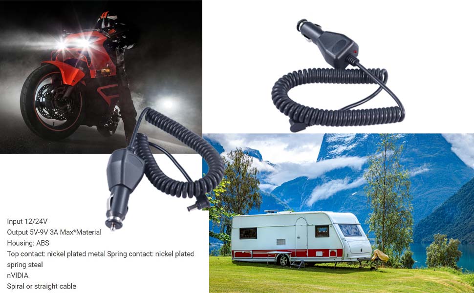 coiled power cord, car DC plug, cigarette lighter charger for car factory