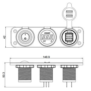 high-quality volt ammeter，RV dual port USB charging outlet, auto electrical switch panels