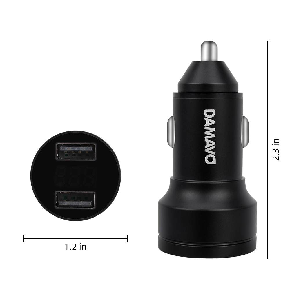 electric car charger adapter，voltmeter ammeter digital，universal car usb charger