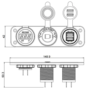 RV USB port, 12 volt DC socket, 12 volt digital voltmeter丨DAMAVO
