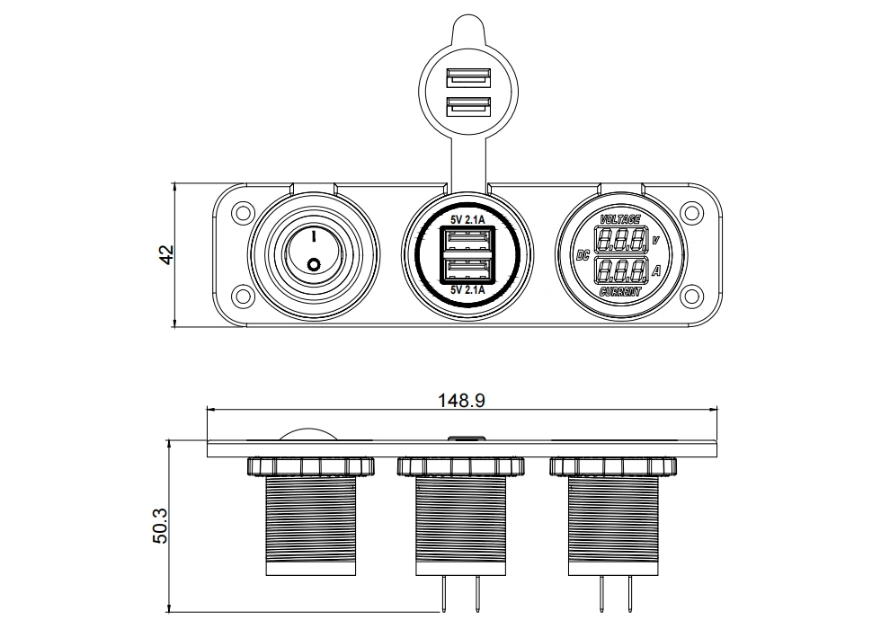 DC voltmeter ammeter, an ammeter, C charger panel mount-DAMAVO