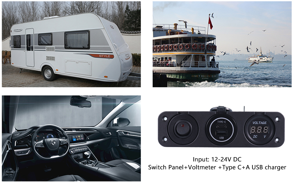 high quality marine usb c outlet, usb marine, voltmeter 12v