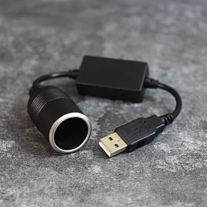 DAMAVO USB 5V to 12V car lighter socket, car power outlet to plug, cigarette lighter charger adapter