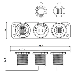 high-quality 12v caravan socket, waterproof 12v plug and socket, voltmeter 24v