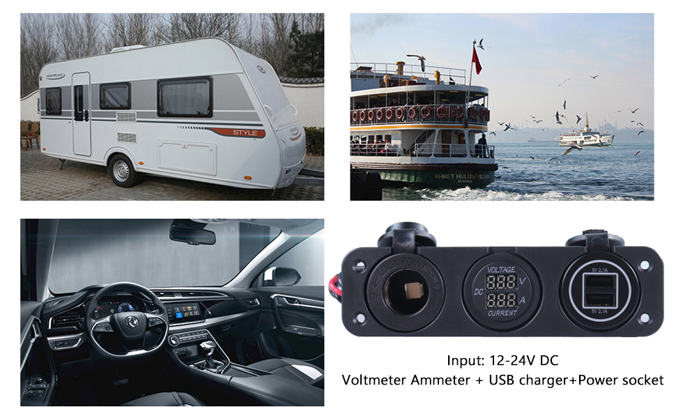 vehicle USB charger，socket 24V, voltmeter and ammeter price丨DAMAVO