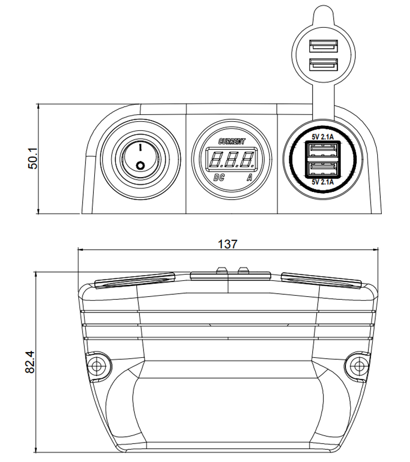boat rocker switch panel, 12 volt outlet plug, DC digital voltmeter ammeter factory