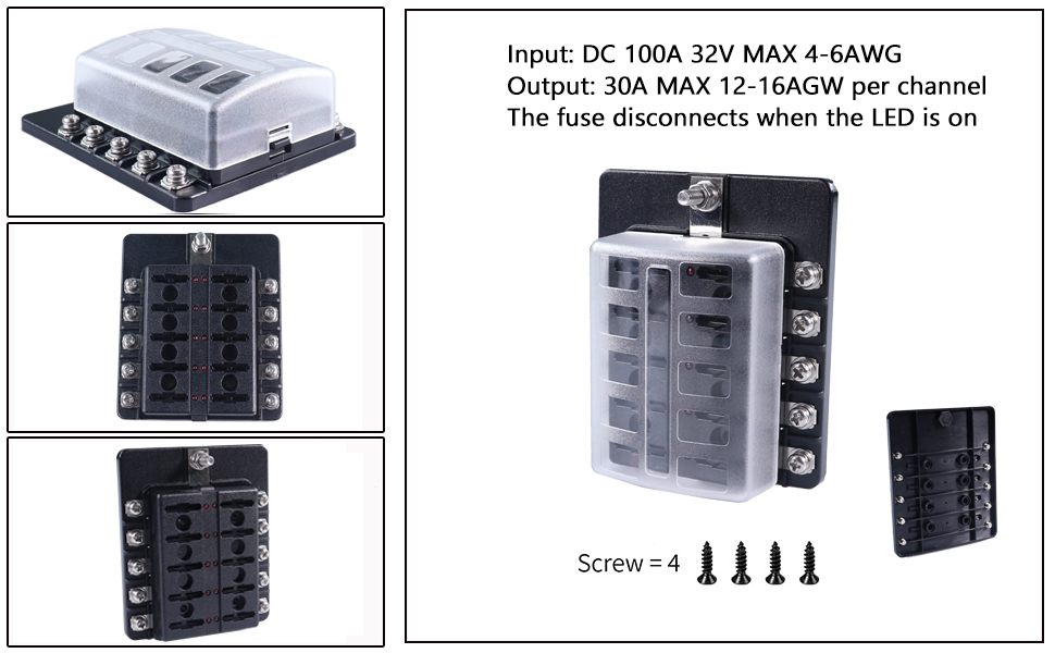 marine fuse block, 10 way fuse box, boat switch panel with fuses factory