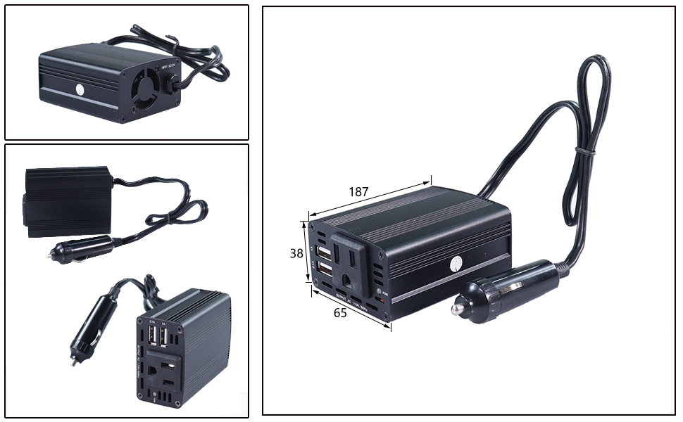 car lighter to AC adapter, 12V DC USB outlet, car lighter adapter to AC outlet, DAMAVO