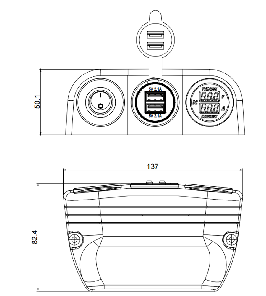 boat USB, 12 volt voltmeter，car voltmeter cigarette lighter factory
