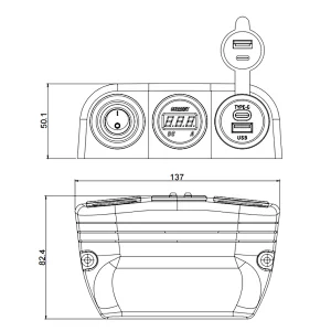 12V rocker switch panel, USB type C car adapter, high current USB car charger for sale