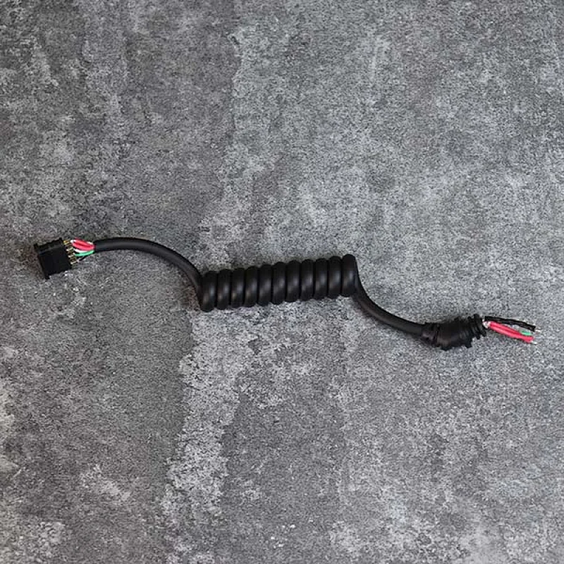 DAMAVO wire harness assembly, 4 core spiral cable, black coiled extension cord
