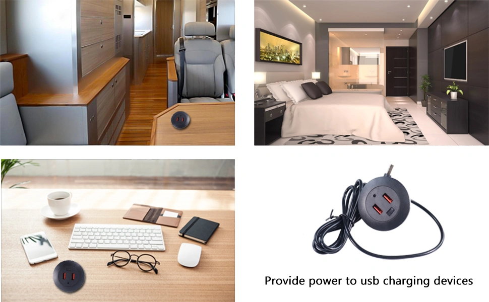 DAMAVO USB desk charger, in desk USB charger, desk mounted USB charging station