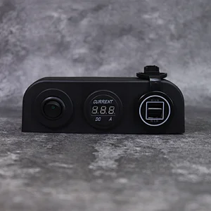 boat rocker switch panel, 12 volt outlet plug, DC digital voltmeter ammeter