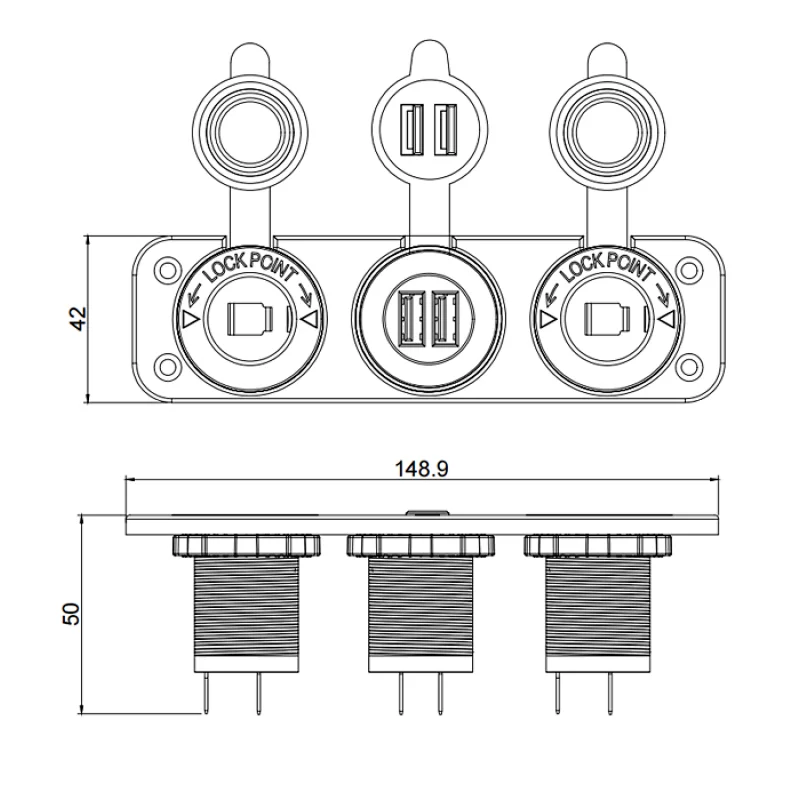 USB panel mount, 12v plug car adapter, car 24v socket factory