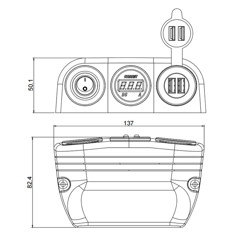 DC switch panel, double car charger port, front power outlet in car from DAMAVO
