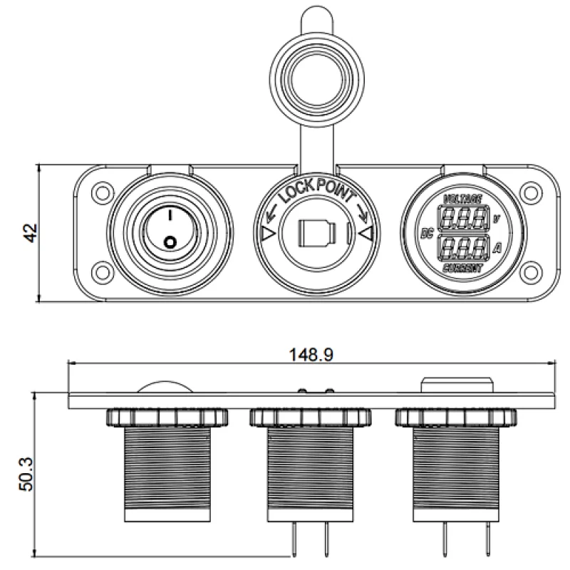 marine cigarette lighter socket, marine plug and socket, voltmeter and ampere meter for sale