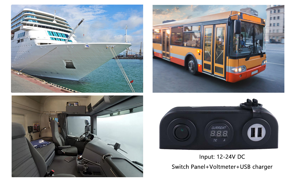 DC switch panel, double car charger port, front power outlet in car from DAMAVO