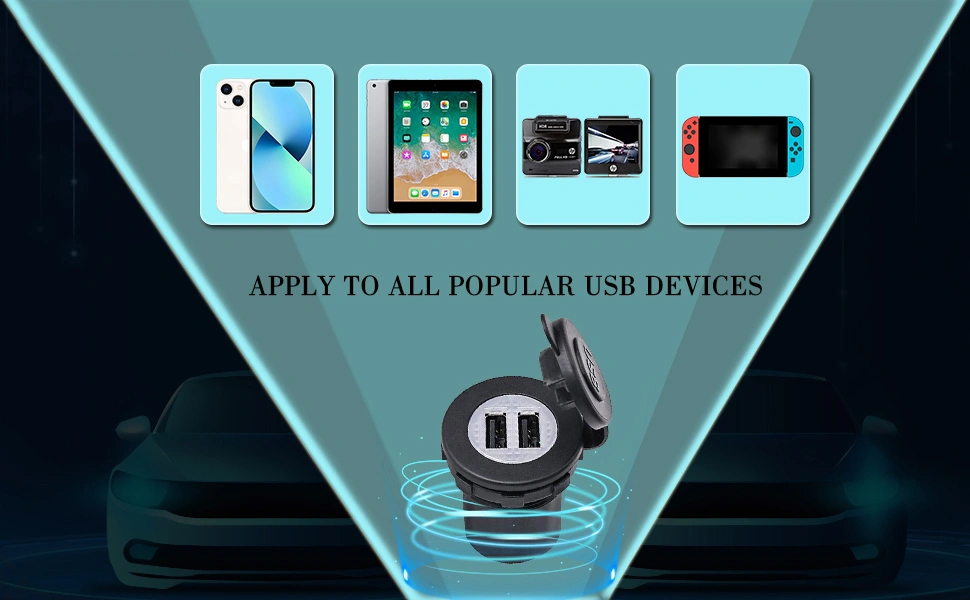 high-quality 12v usb flush mount，12 volt usb wall outlet，USB car flush mount