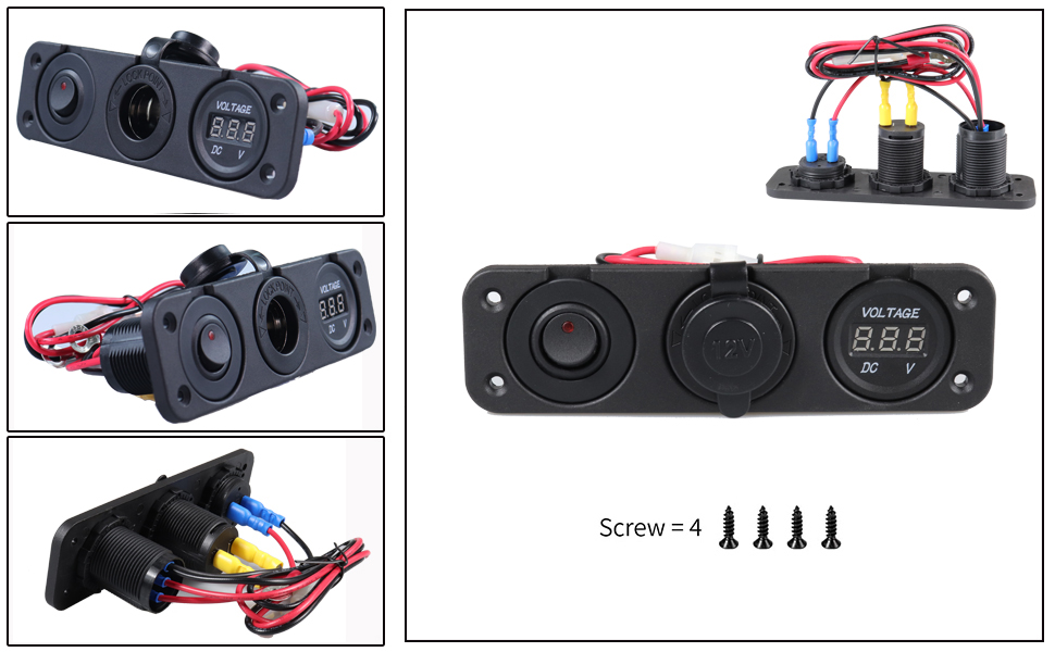 12 volt adapter socket, car voltmeter gauge, accessory power outlet in car